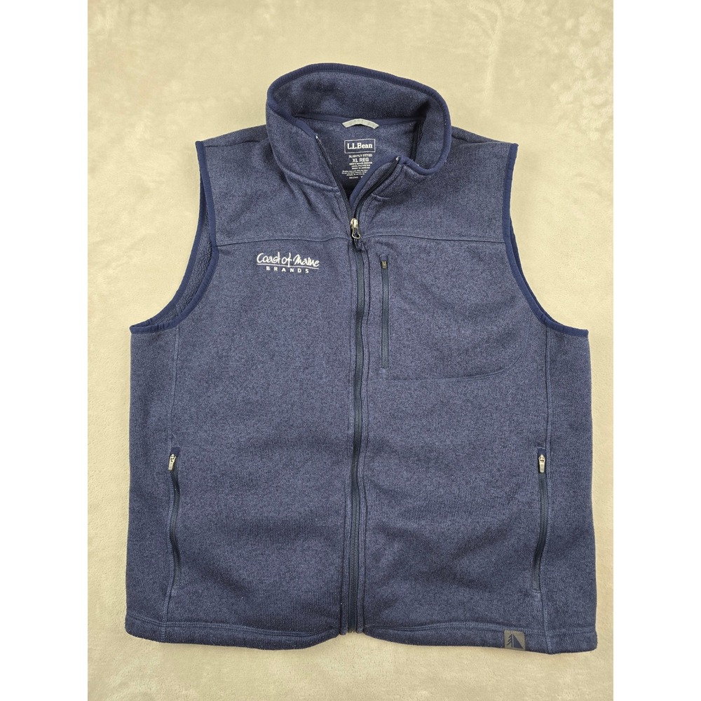 L.L. Bean Sweater Fleece Vest Mens XL Blue Coast of Maine Full Zip Fitted 502209
